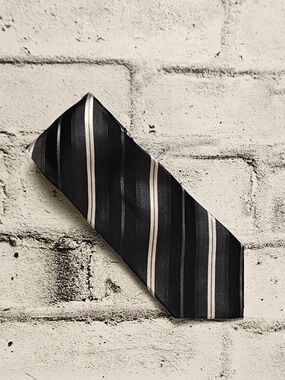 Sean John Silk Tie Black Gray Diagonal Stripe Classic Business